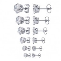 2020 Earrings Jewelry Zircon Earrings Women's Stainless Steel Round Clear Cubic Zirconia Stud Earring