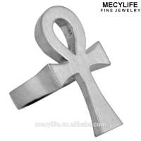 MECYLIFE Brushed Stainless Steel Ankh Cross Egyptian Ring