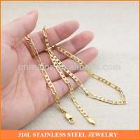 Gold Plated Brass Korean Cuban Chain Necklace of Fashion Jewelry Hot New Checked Design