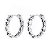 MECYLIFE Vintage Stainless Steel Earring Men Personalized Link Chain Hoop Earrings