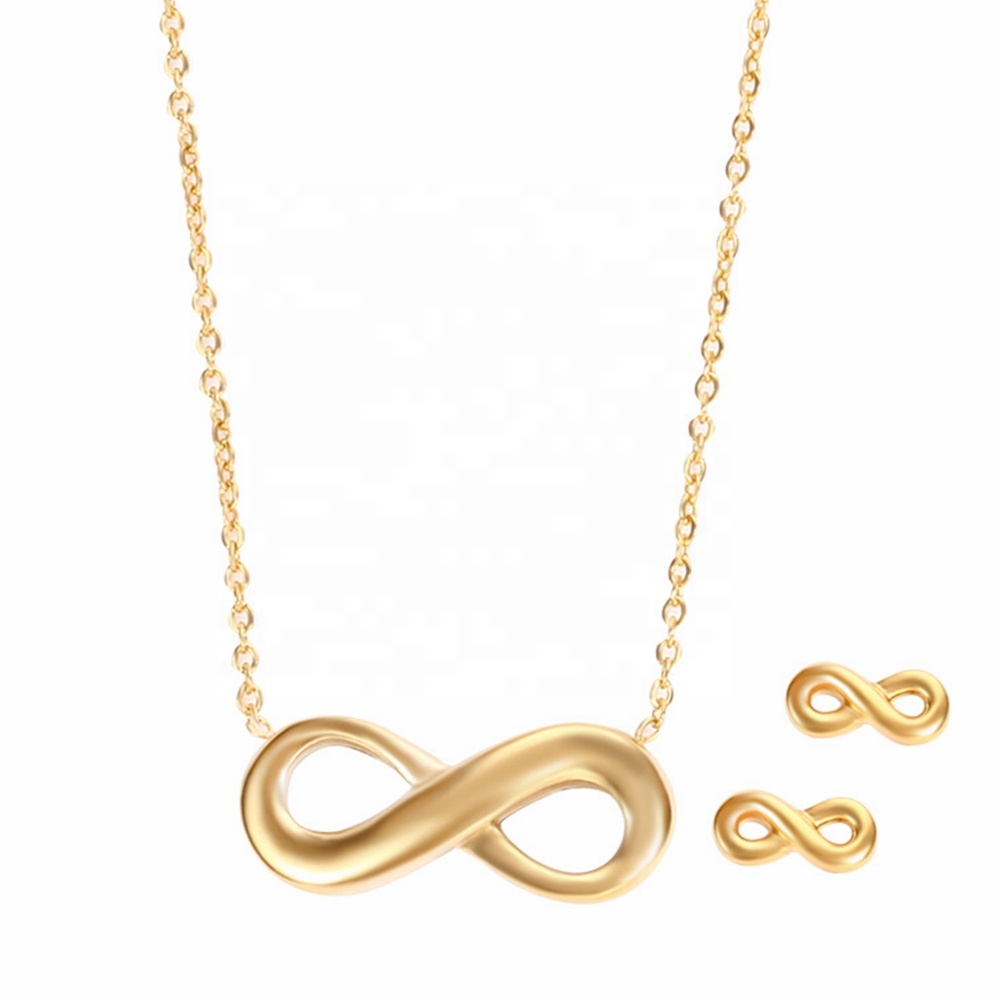 MECYLIFE Stainless Steel Minimalist Infinity Necklace Dainty Women Necklace And Earring Set