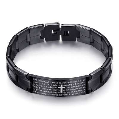 MECYLIFE Fashion Christian Bible Verse Bracelet Stainless Steel Cross Bracelet Men