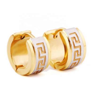 MECYLIFE Greek Symbol Fashion Stainless Steel Earrings High Quality Hoop Earrings