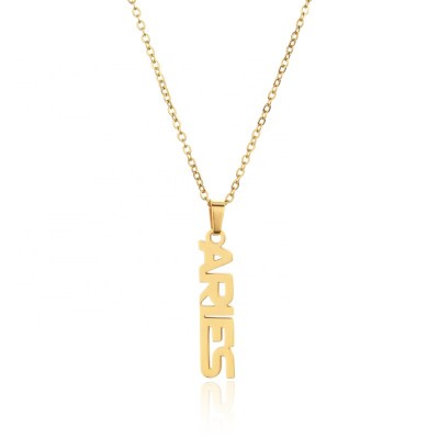 MECYLIFE Minimalist Stainless Steel Gold Plated Necklace Personalized Horoscope Zodiac Necklace