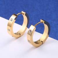 MECYLIFE Zircon Paved Stainless Steel Hoop Earring Fashion Women Crystal Earrings