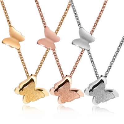 MECYLIFE Minimalist Stainless Steel Sideways Necklace Women High Quality Fashion Butterfly Necklace