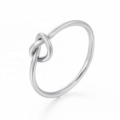 MECYLIFE Minimalist Fashion Stainless Steel Ring Women Friendship Couple Knot Ring