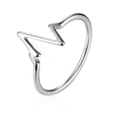 MECYLIFE Minimalist Fashion Electrocardiogram Shaped Ring Stainless Steel Tail Ring Women