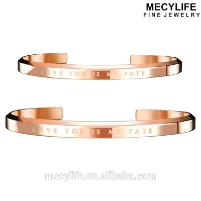 MECYLIFE opened bangles stainless steel rose gold couple bracelets