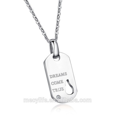 MECYLIFE Simple Fashion Stainless Steel Couple DogTag Rectangle Pendants