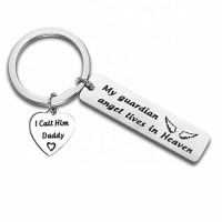 MECYLIFE Stainless Steel Memorial Keychain Jewelry With Heart Charm Wholesale Fathers Day Gifts Keychain