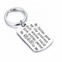 MECYLIFE Wholesale Stainless Steel Engraved Keychain Gifts For Dad Rectangle Pendant Keychain