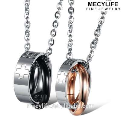 MECYLIFE fashion style stainless steel cross rings lovers pendants