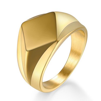 MECYLIFE 18K Gold Jewelry Male Fashion Geometric Ring Stainless Steel Men's Gold Ring