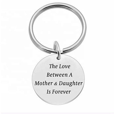 MECYLIFE Elegant Gift For Mom Engraved Stainless Steel Birthday Gift From Daughter Simple Metal Key Chain