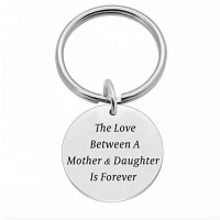 MECYLIFE Elegant Gift For Mom Engraved Stainless Steel Birthday Gift From Daughter Simple Metal Key Chain