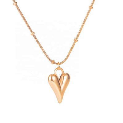 MECYLIFE Rose Gold Plated Minimalist Stainless Steel Heart Necklace Women Girls