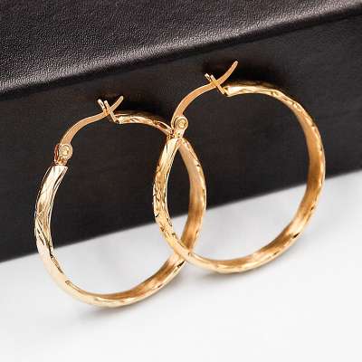 MECYLIFE Gold Plated Stainless Steel Women Hoop Earrings