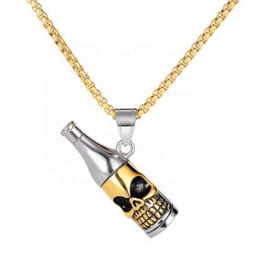 MECYLIFE Personalized Stainless Steel Bottle Opener Pendant Punk Skull Necklace Men